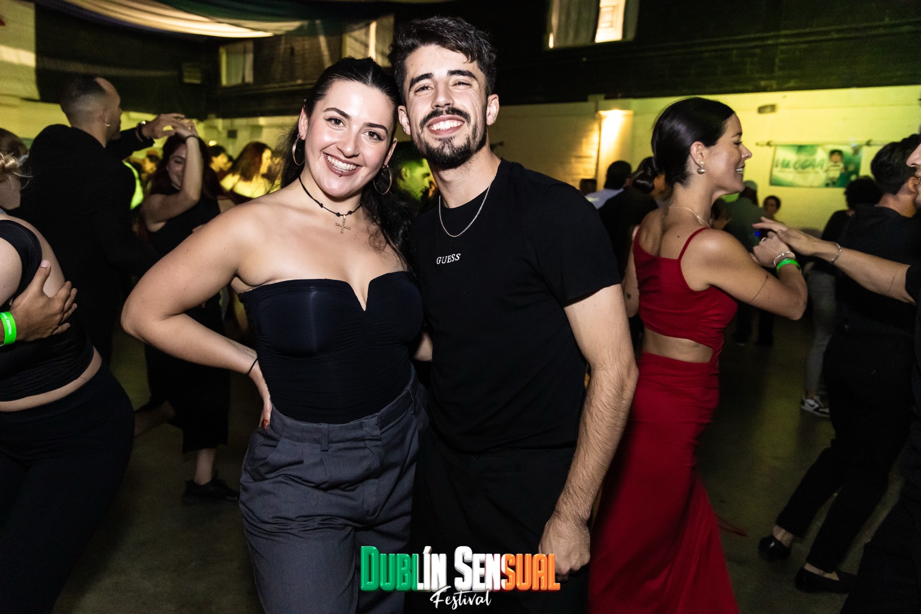 Festival guests smiling together between dances